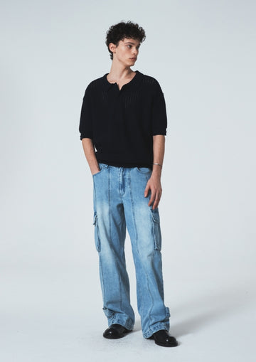 24SS★BUTTER CREAM KNIT HALF SHIRTS
